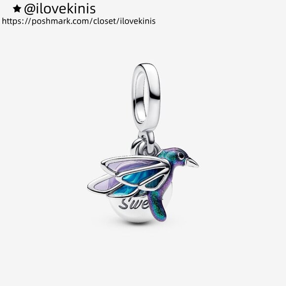 Pandora Hummingbird Double Dangle Charm - Picture 1 of 4